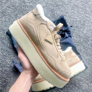 Prada Beige Platform Sneakers
